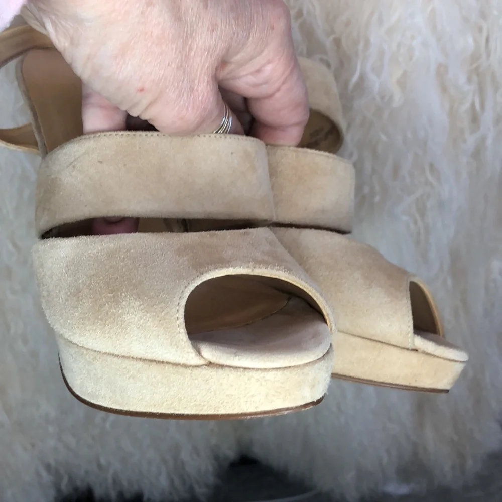 NEW J.Crew Suede Platform high heels NWOT never worn made in Italy Leather - Picture 10 of 14